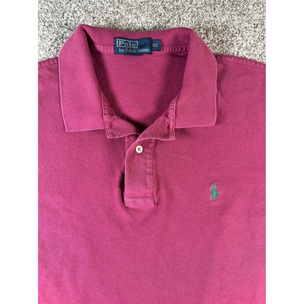Polo Ralph Lauren Mens XL Magenta Pink Cotton Pique Short Sleeve Pony Polo Shirt
